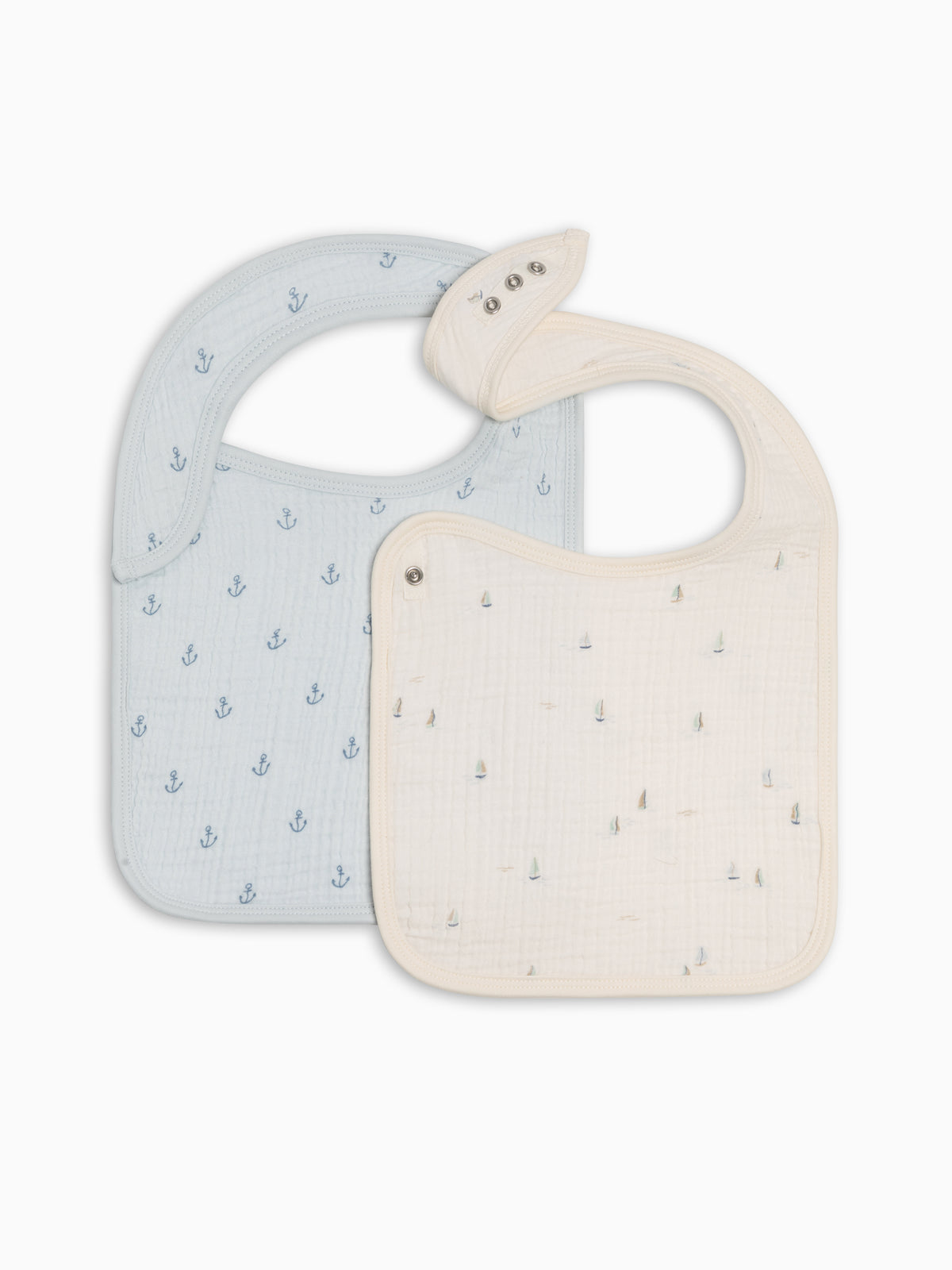 2-Pack Muslin Bibs - Marina + Anchor Baby : Gear : Bibs : Feeding KENDI by Colored Organics Organic Cotton Baby 2-Pack Muslin Bibs