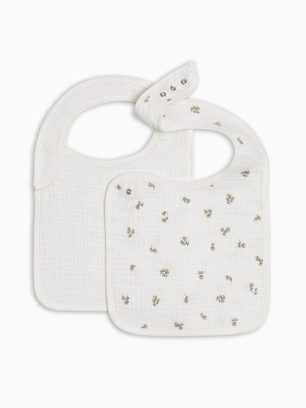 2-Pack Muslin Bibs - Palmer Floral + Coconut