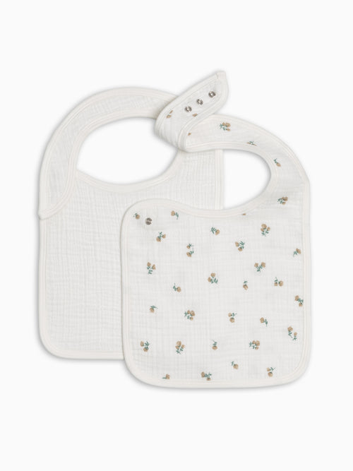2-Pack Muslin Bibs - Palmer Floral + Coconut Baby : Gear : Bibs : Feeding KENDI by Colored Organics 2-Pack Muslin Bibs - Palmer Floral + | Colored Organics®