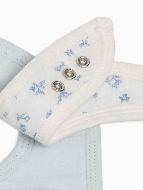 2-Pack Muslin Bibs - Rosebay Floral + Powder Baby : Gear : Bibs : Feeding KENDI by Colored Organics Organic Cotton Baby 2-Pack Muslin Bibs
