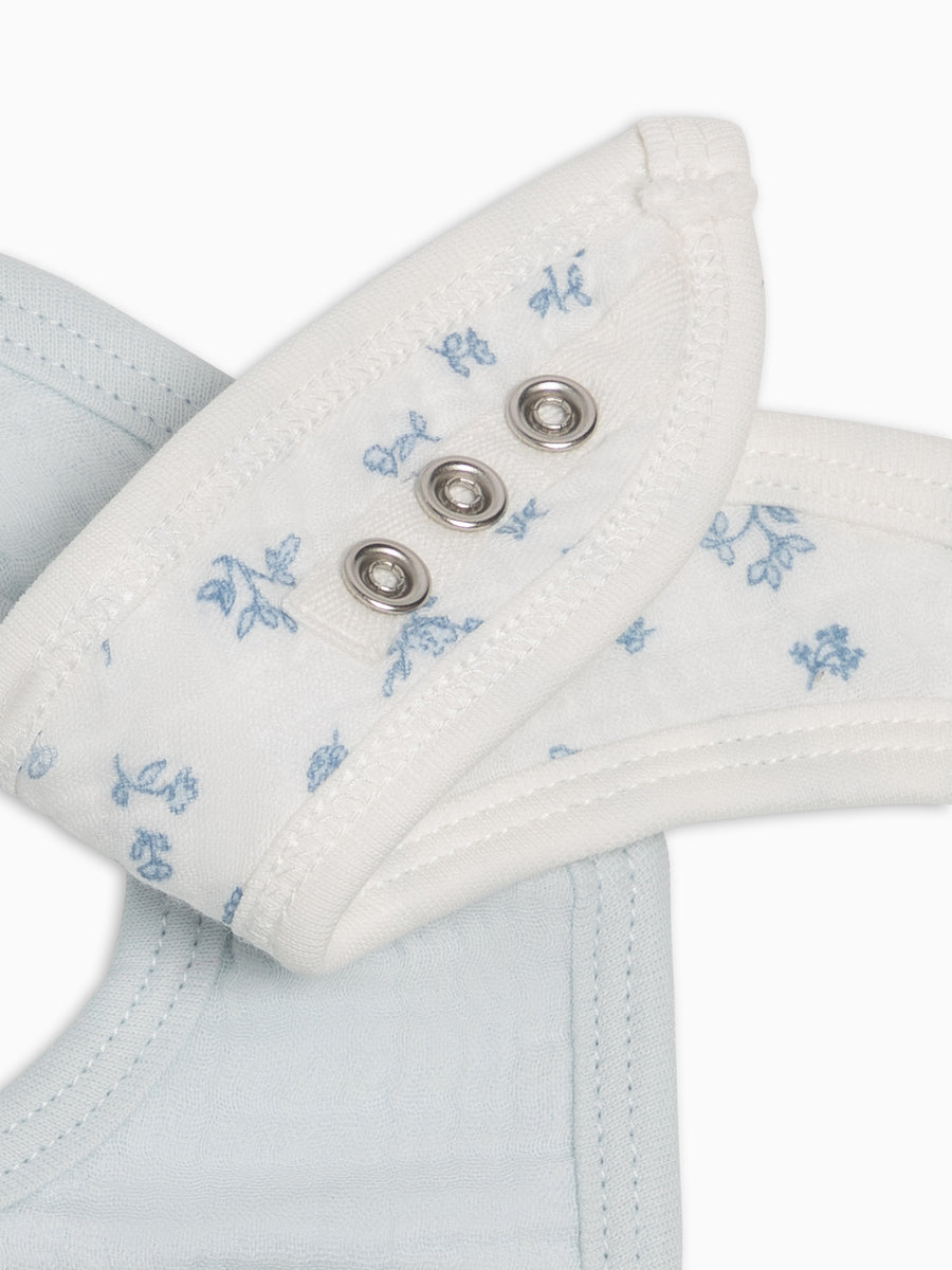 2-Pack Muslin Bibs - Rosebay Floral + Powder Baby : Gear : Bibs : Feeding KENDI by Colored Organics Organic Cotton Baby 2-Pack Muslin Bibs