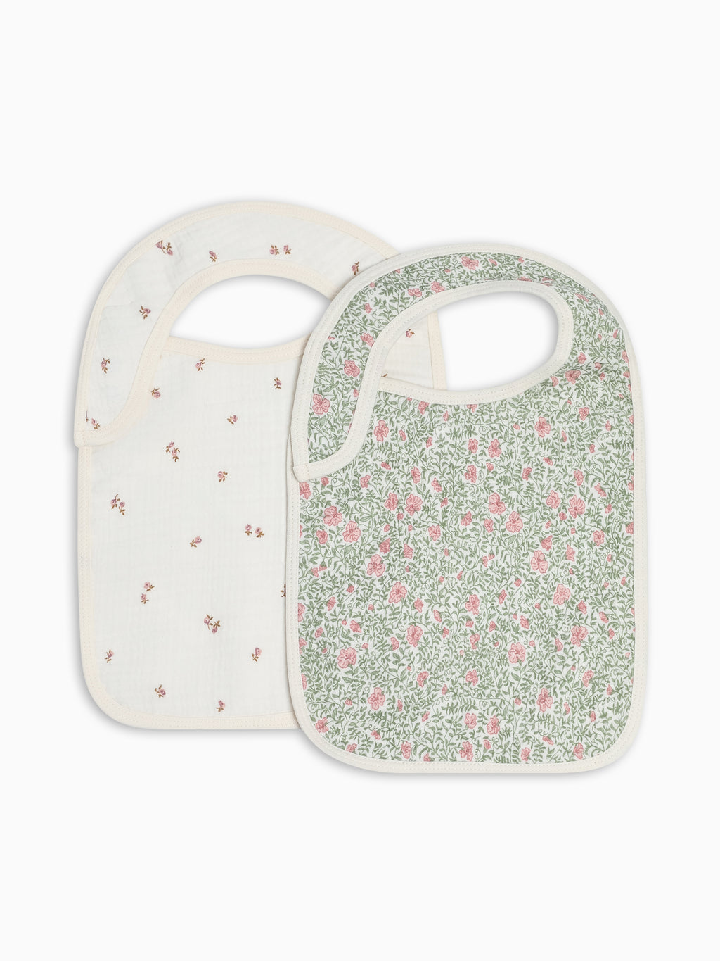 2-Pack Muslin Bibs - Etta + Janice Florals Baby : Gear : Bibs : Feeding KENDI by Colored Organics 2-Pack Muslin Bibs | Colored Organics®
