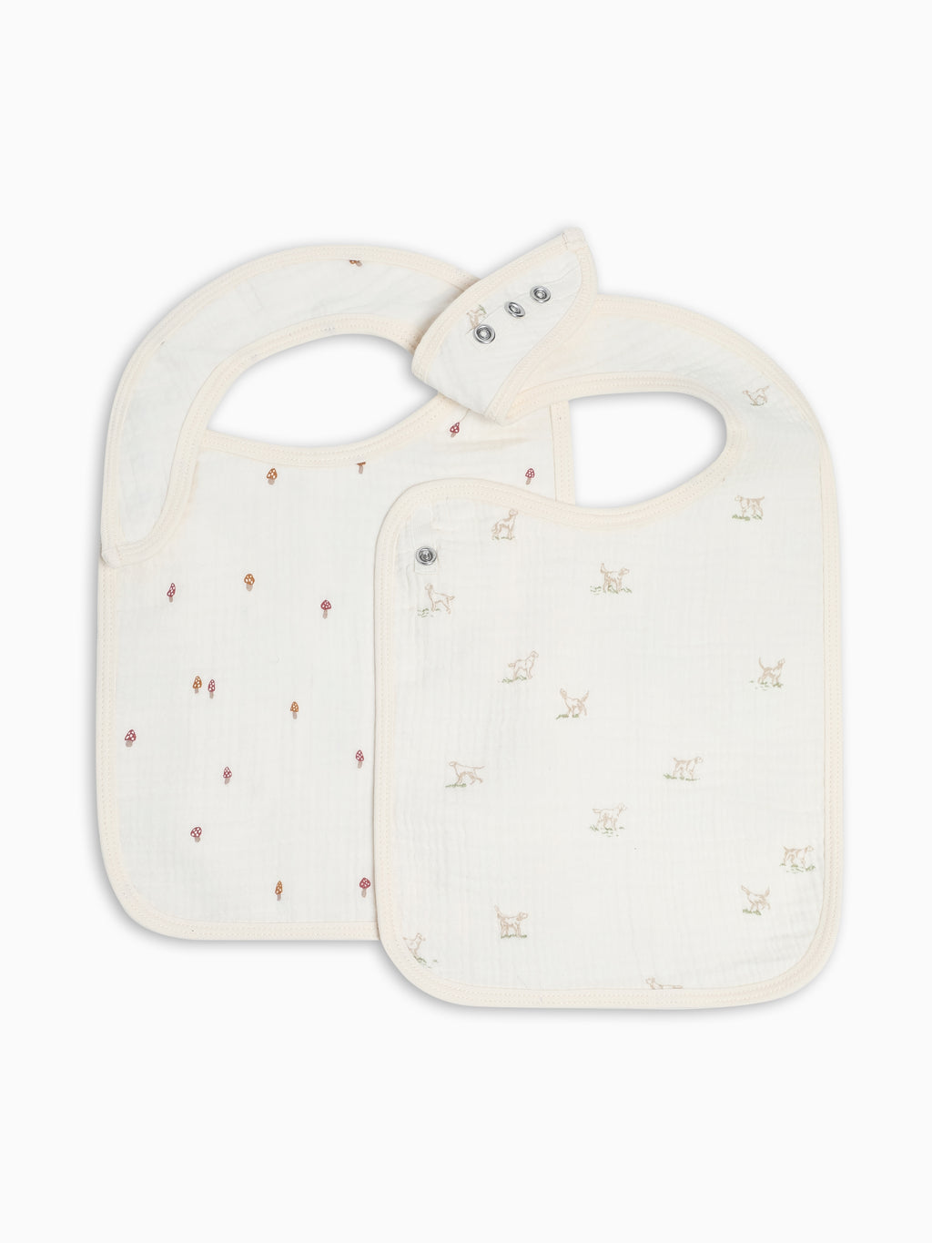 2-Pack Muslin Bibs - Field Dog + Mushroom