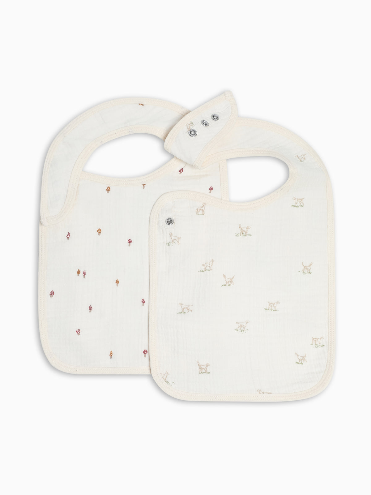 2-Pack Muslin Bibs - Field Dog + Mushroom