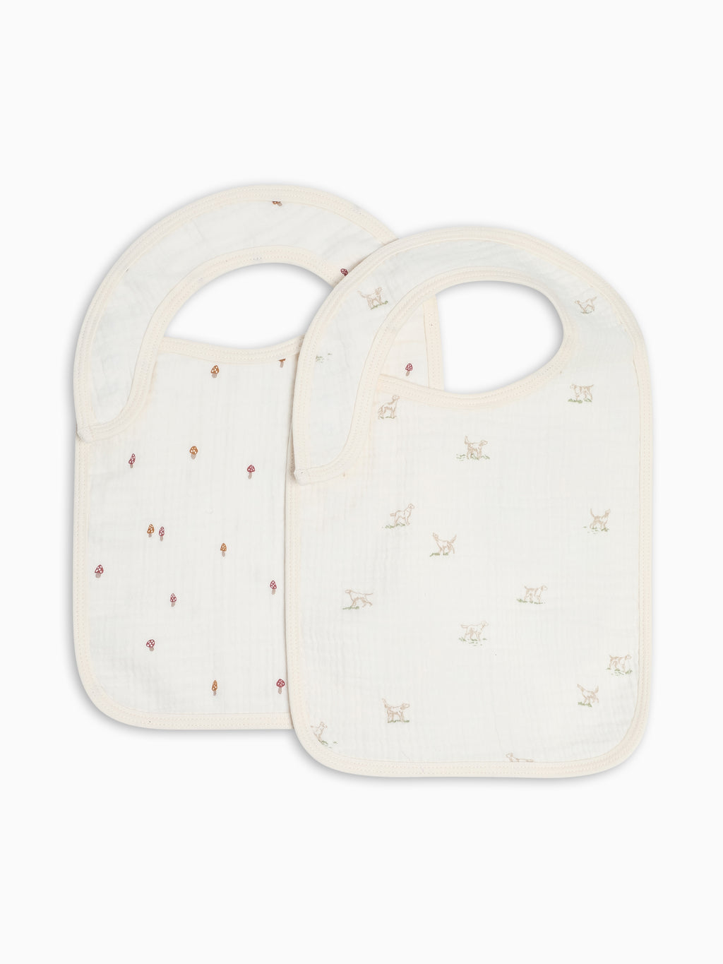 2-Pack Muslin Bibs - Field Dog + Mushroom
