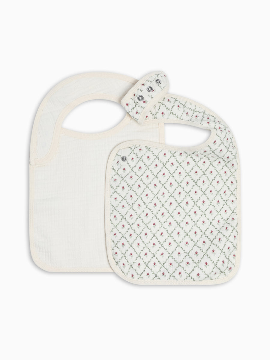 2-Pack Muslin Bibs - Hedge Floral + Ivory