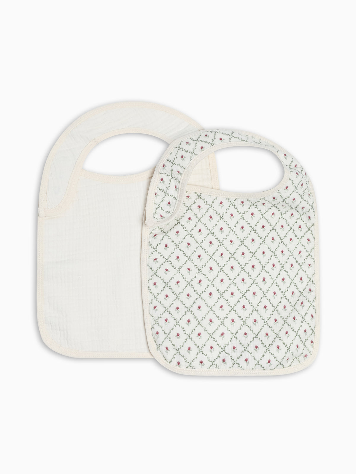 2-Pack Muslin Bibs - Hedge Floral + Ivory Baby : Gear : Bibs : Feeding KENDI by Colored Organics 2-Pack Muslin Bibs | Colored Organics®