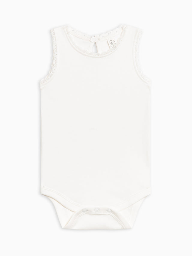 Luna Lace Tank Bodysuit Baby : One Pieces : Bodysuits : Tanks Colored Organics Organic Cotton Baby Luna Lace Tank Bodysuit