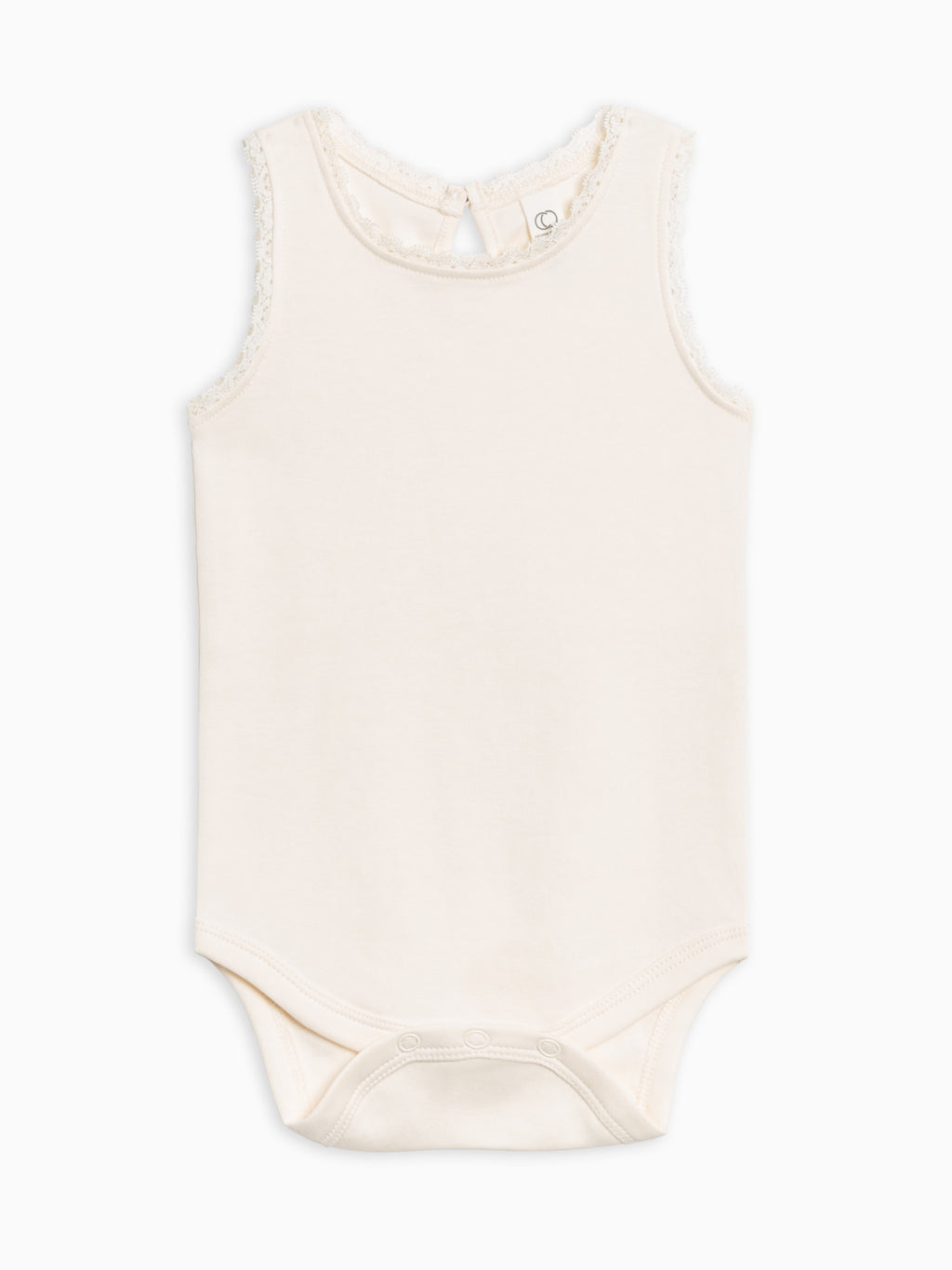 Luna Lace Tank Bodysuit - Ivory Baby : One Pieces : Bodysuits : Short Sleeves Kendi Luna Lace Tank Bodysuit - Ivory for Baby | Colored Organics®