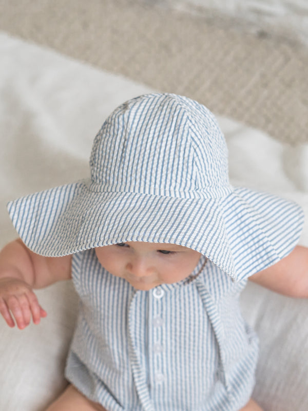 Seersucker Sun Hat - Shore Stripe / Sea