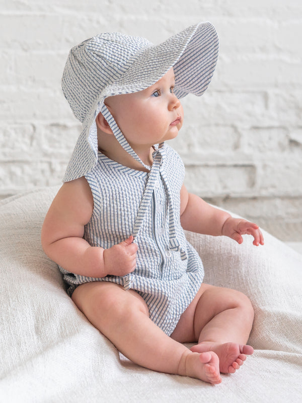 Seersucker Sun Hat - Shore Stripe / Sea