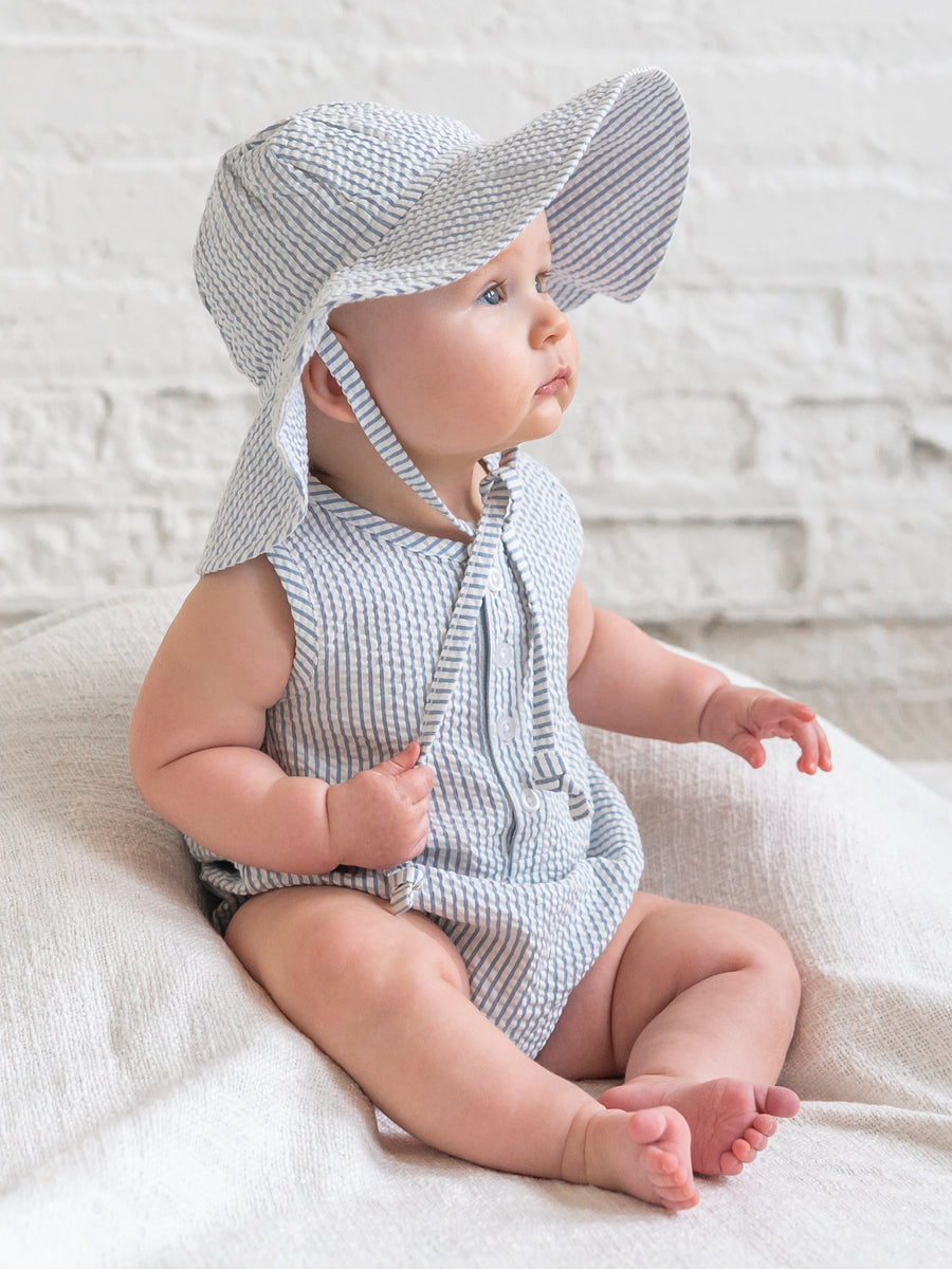 Seersucker Sun Hat - Shore Stripe / Sea