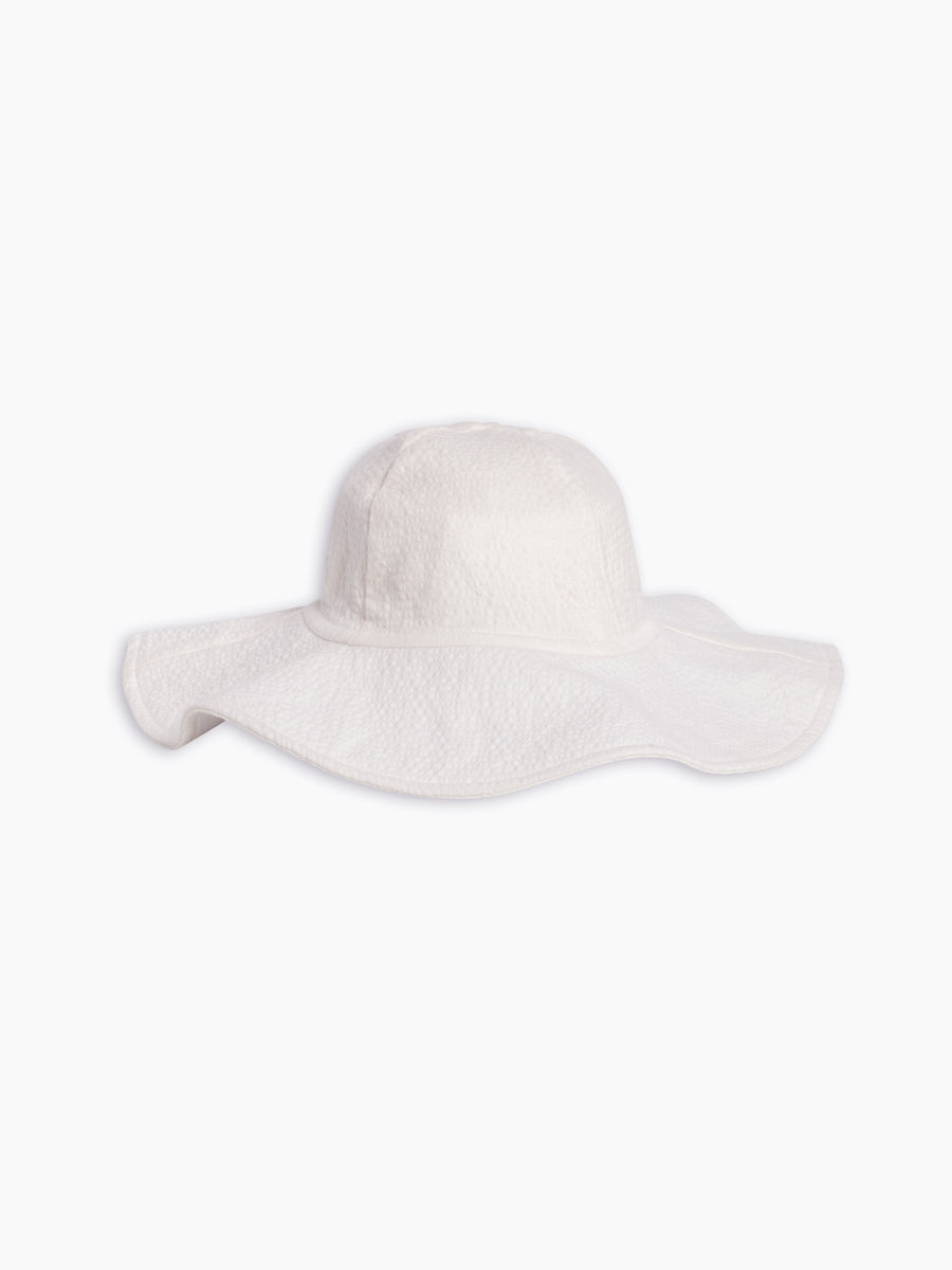 Seersucker Sun Hat - Coconut Baby-Kids :Accessories :Hats Kendi Organic Cotton Baby and Kids Seersucker Sun Hat