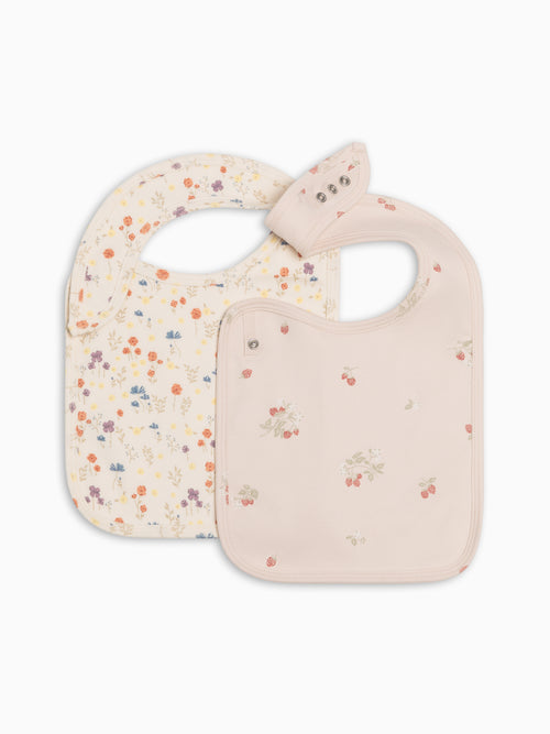 2-Pack Bibs - Margot Floral + Raspberries Sale : Baby : Gear : Bibs : Feeding Kendi PRE ORDER 2-Pack Bibs - Margot Floral + | Colored Organics®