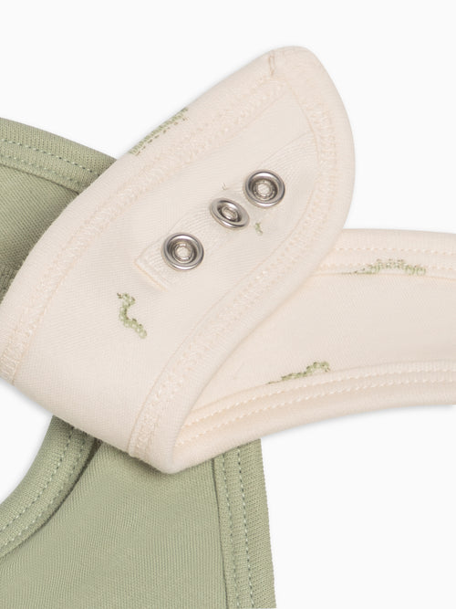 2-Pack Bibs - Mint + Caterpillar Baby : Gear : Bibs : Feeding Kendi Baby 2-Pack Bibs - Mint + Caterpillar | Colored Organics®