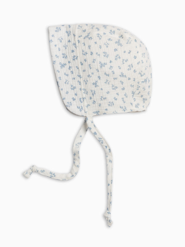Muslin Bonnet - Rosebay Floral / Coconut + Sea