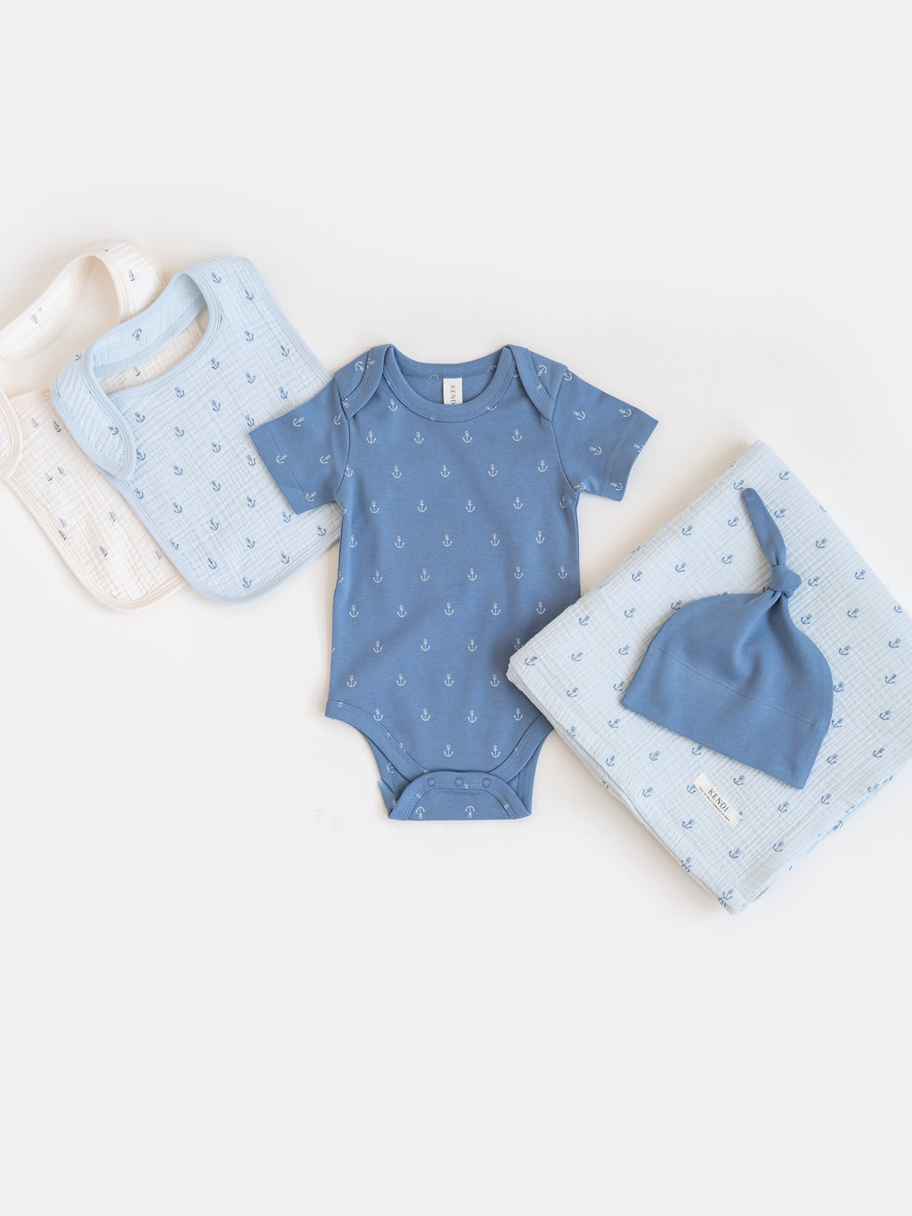 Afton Bodysuit - Anchor / Sea + Powder Baby : One Pieces : Bodysuits : Short Sleeves KENDI by Colored Organics Afton Bodysuit - Anchor / Sea + Powder | Colored Organics®