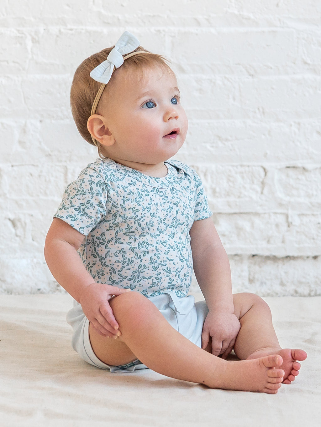Afton Bodysuit - Arbor Floral / Powder + Shell Baby : One Pieces : Bodysuits : Short Sleeves KENDI by Colored Organics Afton Bodysuit - Arbor Floral / Powder | Colored Organics®
