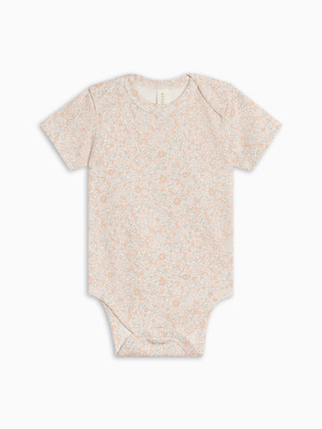 Afton Bodysuit - Belmont Floral / Shell + Powder Baby : One Pieces : Bodysuits : Short Sleeves KENDI by Colored Organics Afton Bodysuit - Belmont Floral / Shell | Colored Organics®