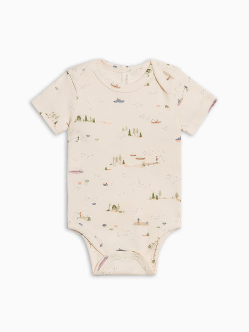 Afton Bodysuit - Lake / Barn + Mint Sale : Baby : One Pieces : Bodysuits : Short Sleeves Kendi PRE ORDER Afton Bodysuit - Lake / Barn | Colored Organics®
