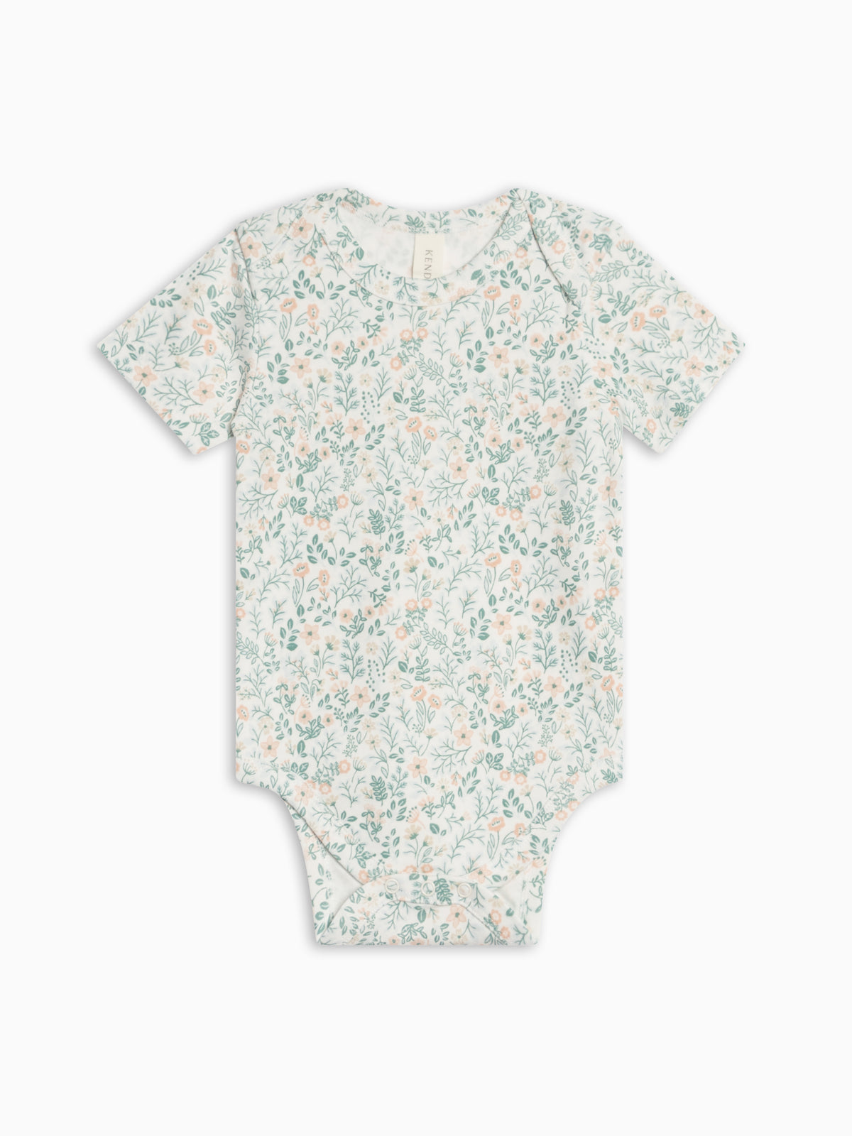 Afton Bodysuit - Merion Floral / Laguna + Shell Baby : One Pieces : Bodysuits : Short Sleeves KENDI by Colored Organics Afton Bodysuit - Merion Floral / Laguna | Colored Organics®