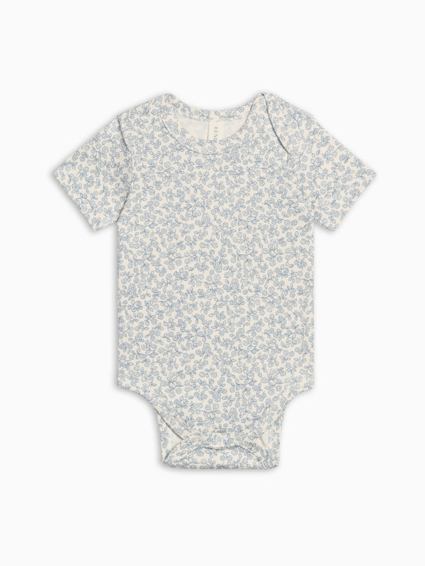 Afton Bodysuit - Narelle Floral / Ivory + Sea Baby : One Pieces : Bodysuits : Short Sleeves KENDI by Colored Organics Afton Bodysuit - Narelle Floral / Ivory | Colored Organics®
