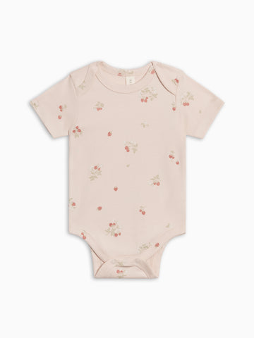 PRE ORDER Afton Bodysuit - Raspberries / Shell + Mint Baby : One Pieces : Bodysuits : Short Sleeves Kendi PRE ORDER Afton Bodysuit - Raspberries | Colored Organics®