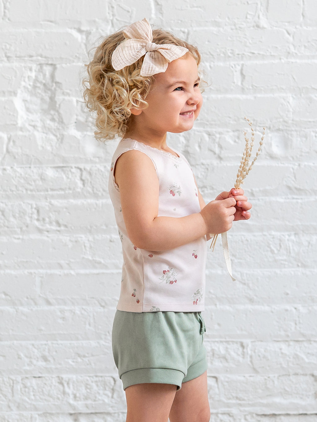 Selene Lace Tank - Raspberries / Shell + Mint Sale : Baby-Kids : Tops : Tanks Kendi PRE ORDER Selene Lace Tank Organic | Colored Organics®