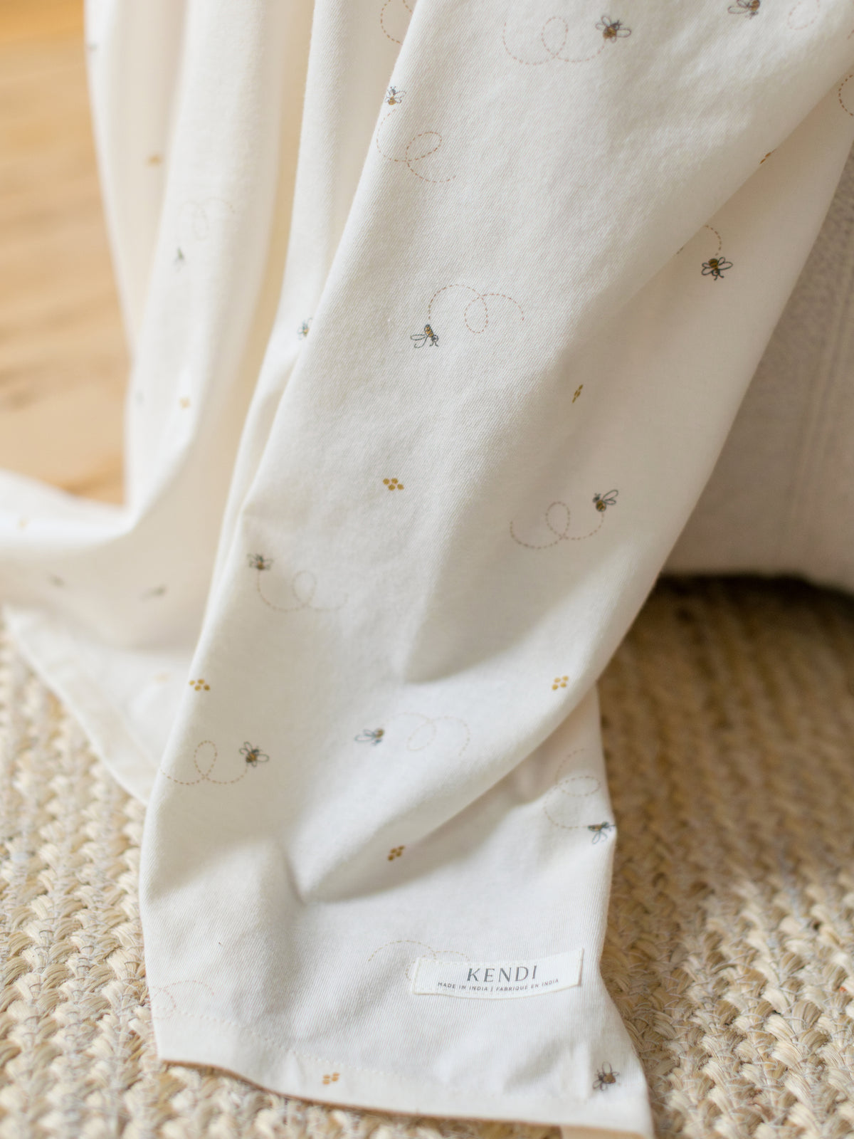 Swaddle Blanket | Bee / Pewter  KENDI by Colored Organics Swaddle Blanket | Bee / Pewter | Colored Organics®