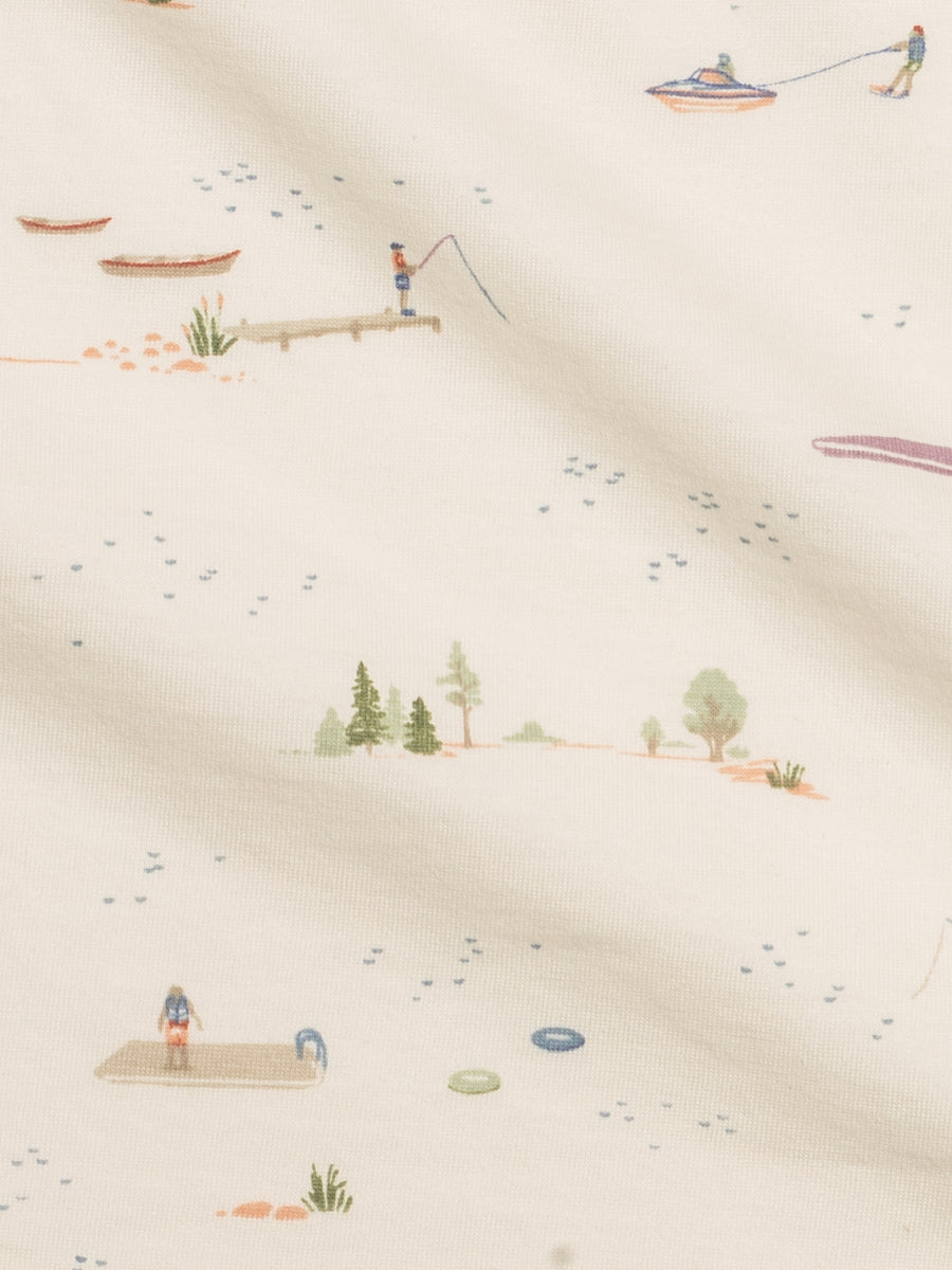Swaddle Blanket - Lake / Barn + Mint