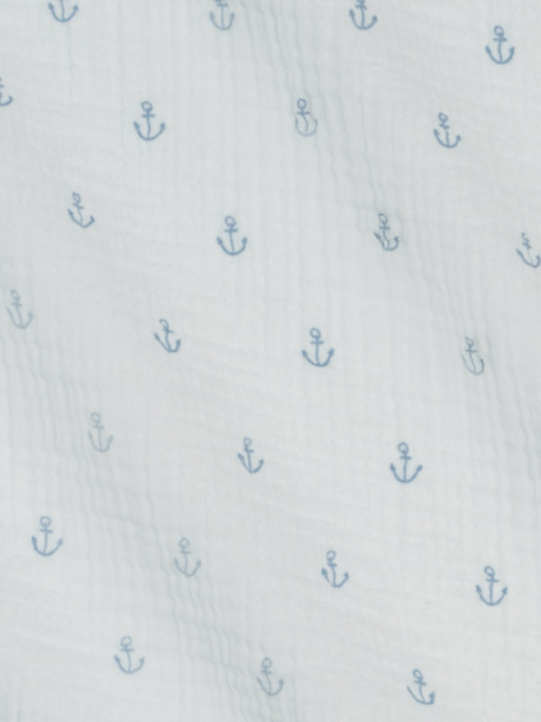 Muslin Swaddle Blanket - Anchor / Powder + Sea