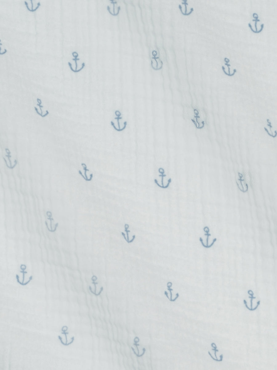 Muslin Swaddle Blanket - Anchor / Powder + Sea