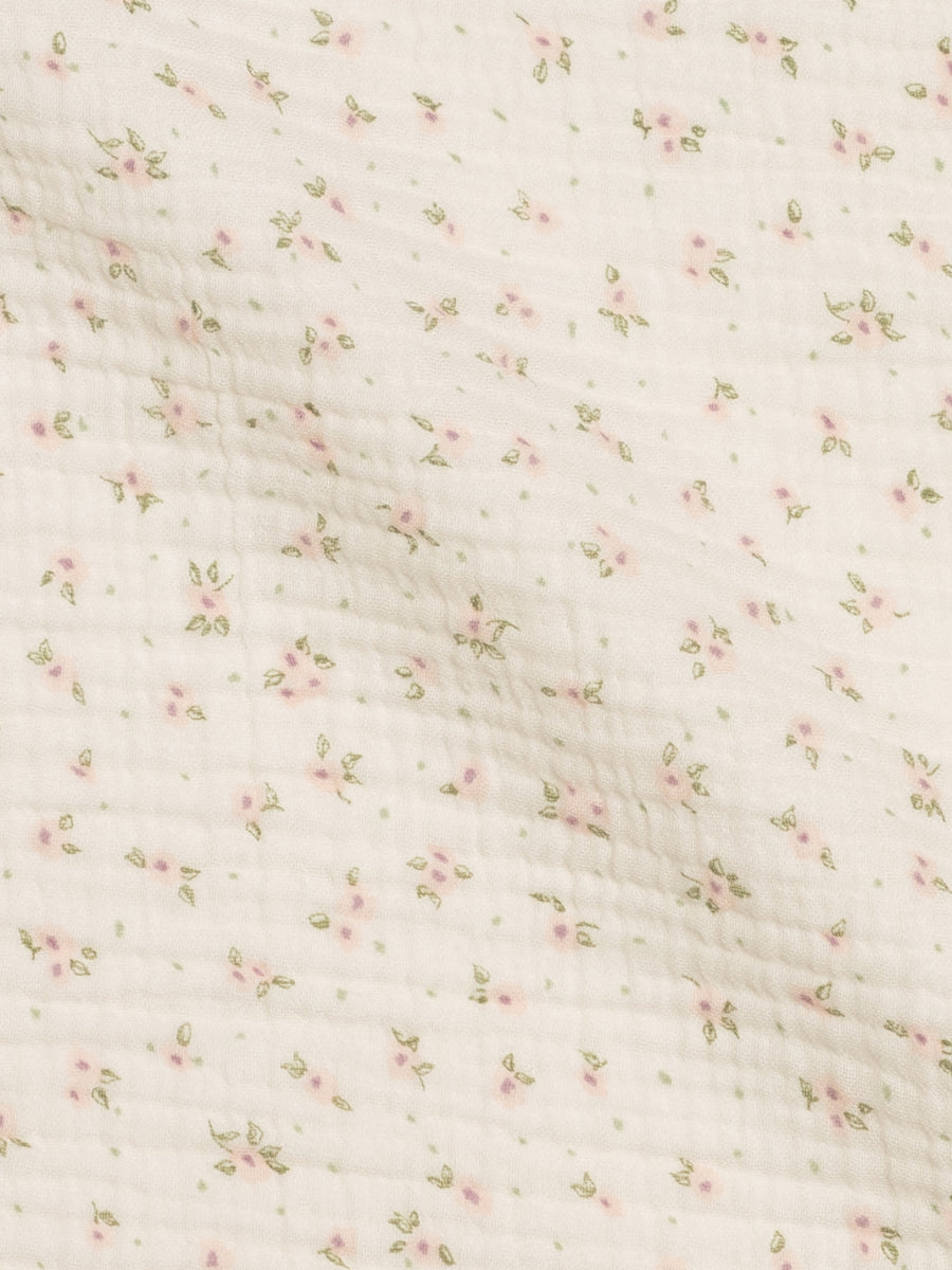 Muslin Swaddle Blanket - Camellia Floral / Shell + Fern