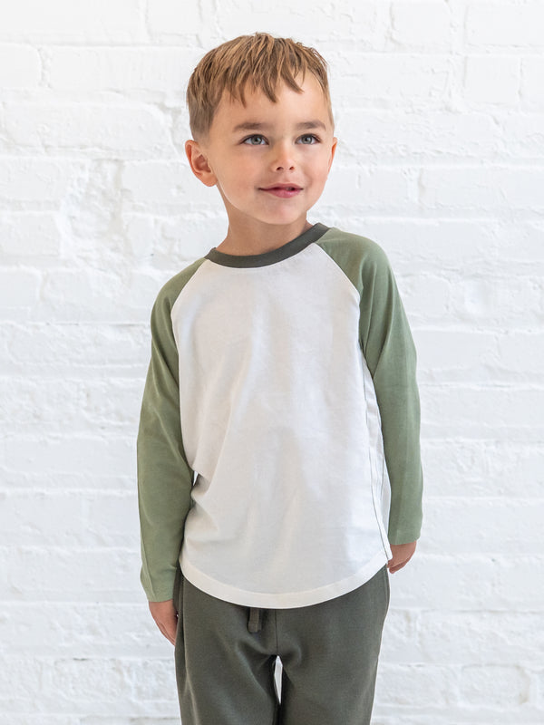 Louie Baseball Tee - Ivory/Fern