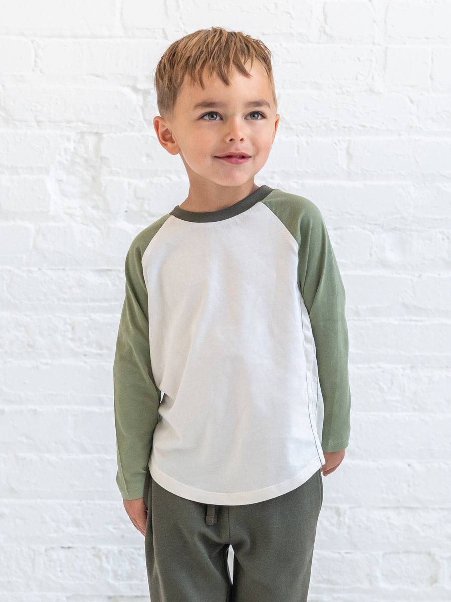 Louie Baseball Tee - Ivory/Fern