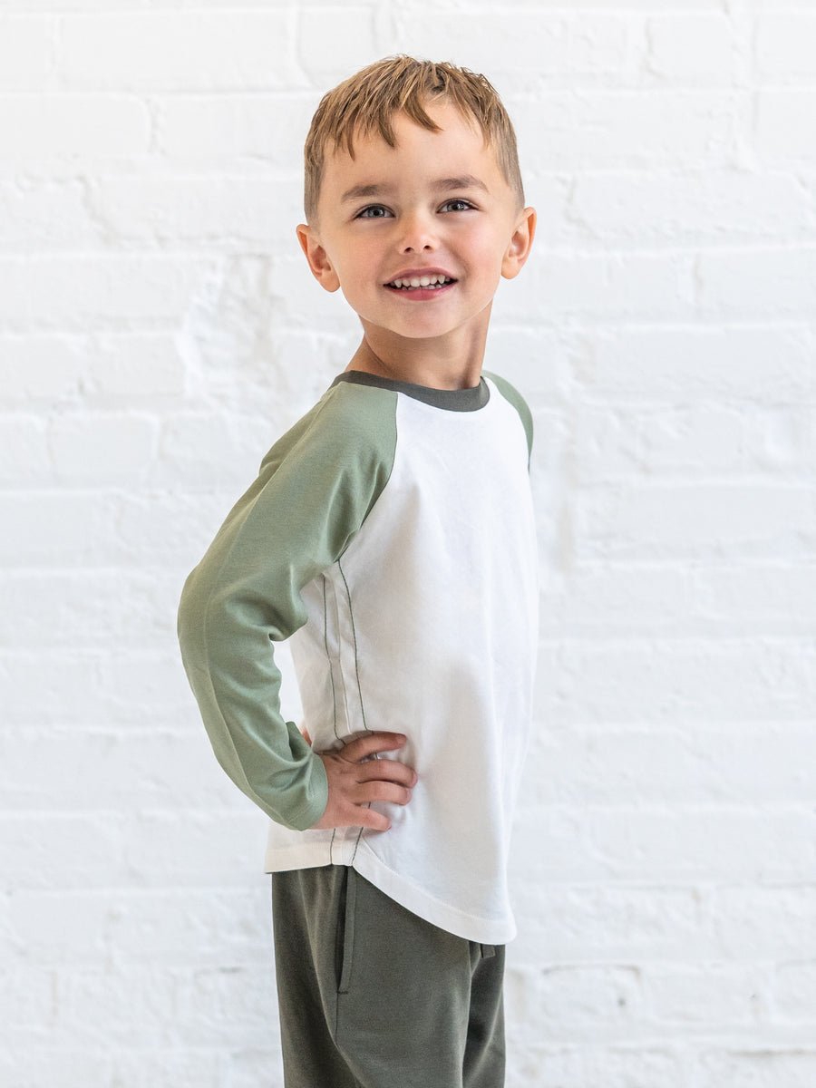 Louie Baseball Tee - Ivory/Fern