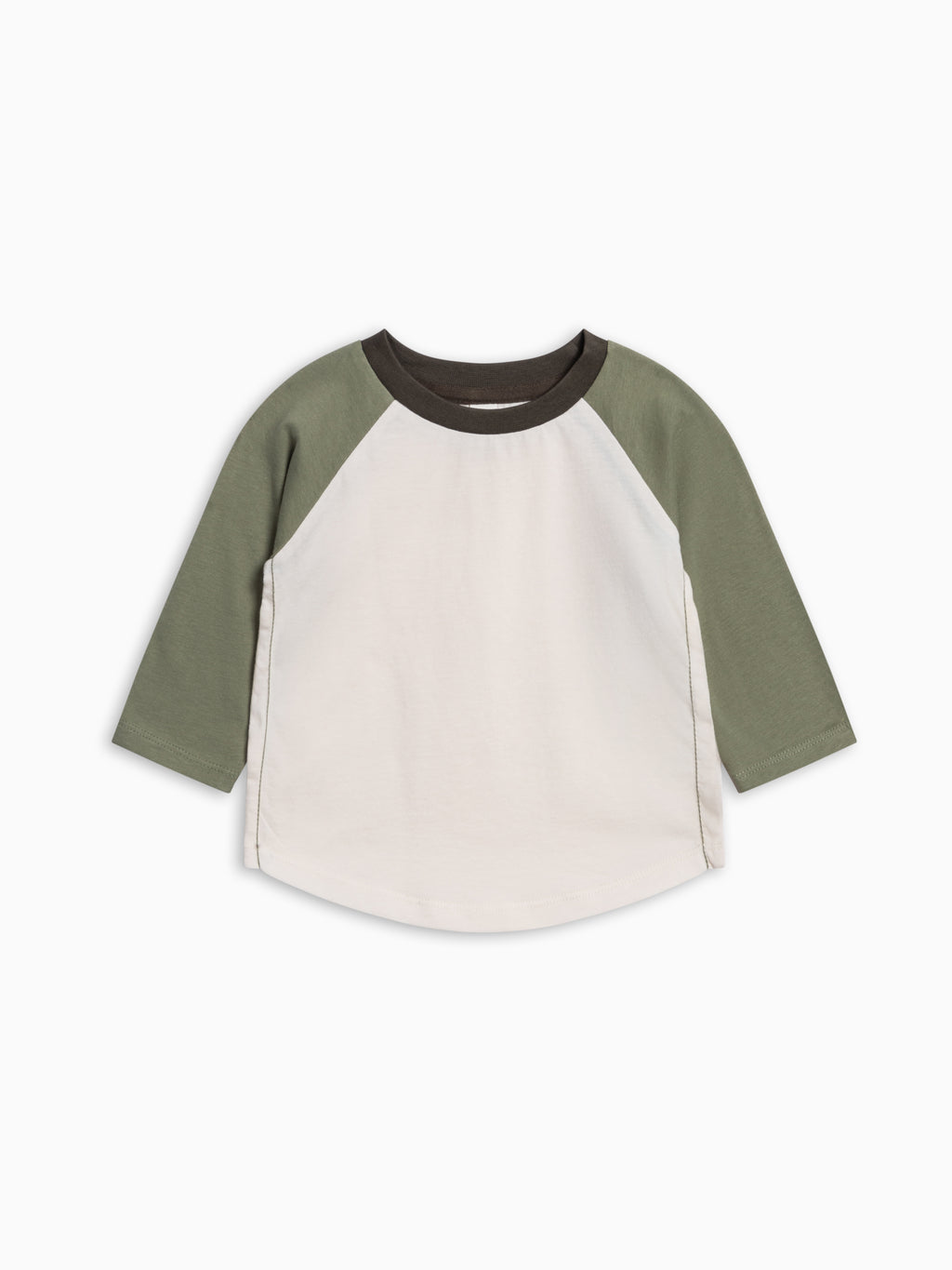 Louie Baseball Tee - Ivory/Fern Baby-Kids : Tops : Tees : Long Sleeves KENDI by Colored Organics Louie Baseball Tee for Babies and Kids | Colored Organics®