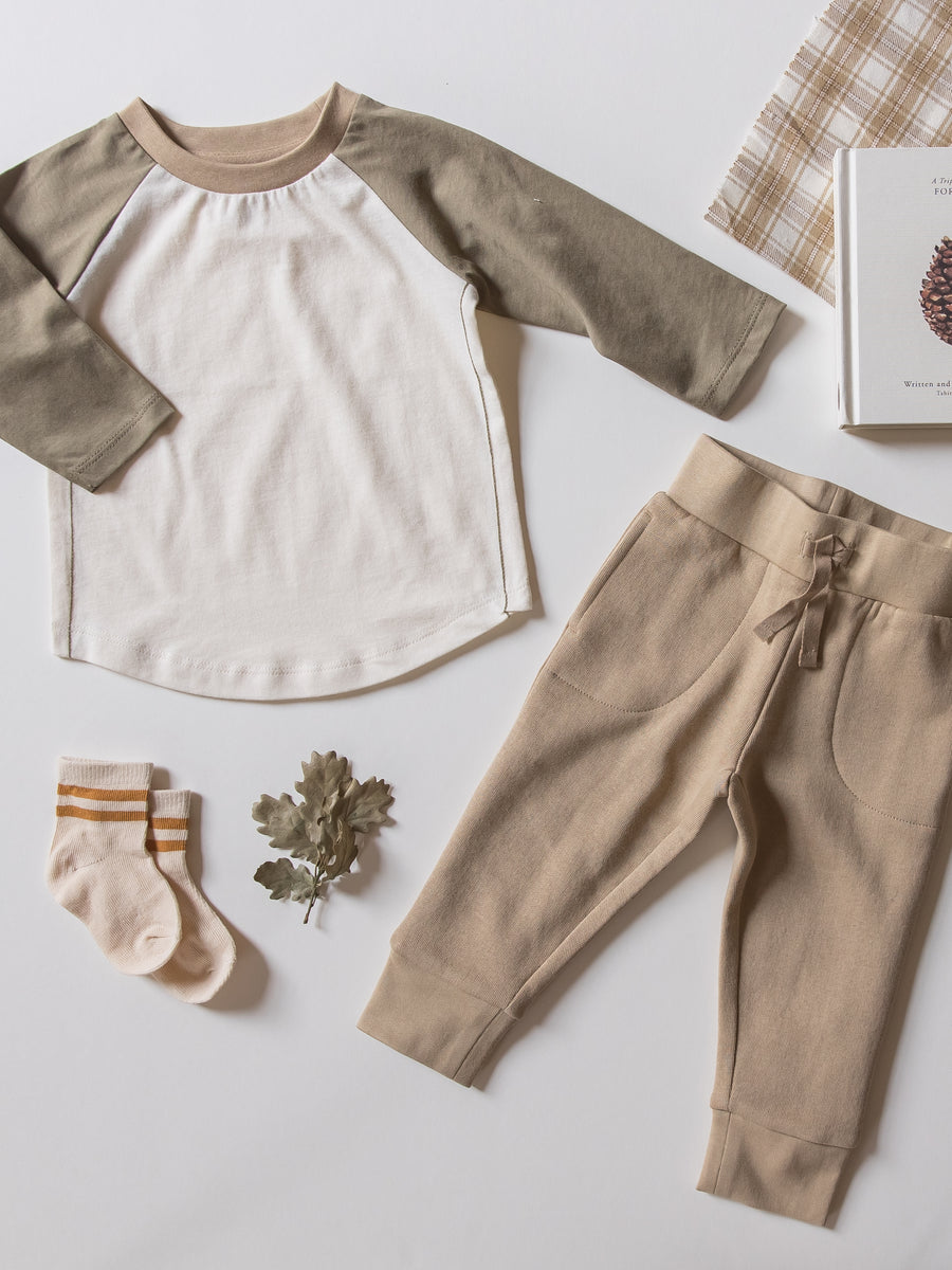 Louie Baseball Tee Baby-Kids : Tops : Long Sleeve Colored Organics Organic Cotton Baby and Kids Louie Baseball Tee