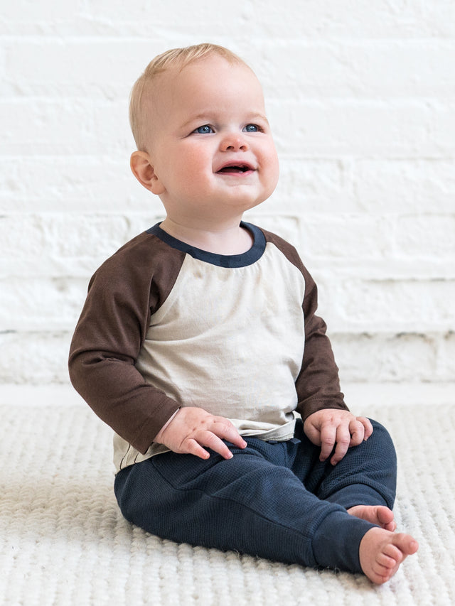 Louie Baseball Tee Baby-Kids : Tops : Tees : Long Sleeves Colored Organics Organic Cotton Baby and Kids Louie Baseball Tee