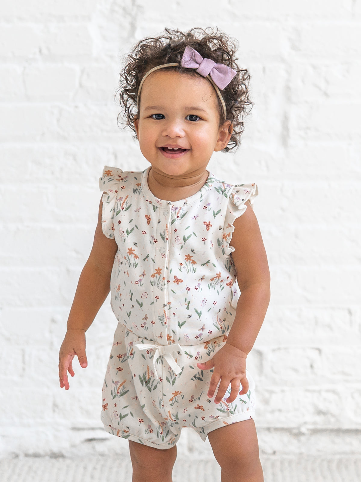 Amelia Romper - Butterfly / Fog + Mint Sale : Baby : One Pieces : Rompers : Short Sleeves Kendi Amelia Romper - Butterfly / Fog + Mint | Colored Organics®