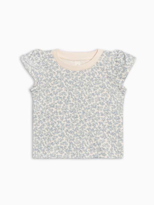 Pearl Petal Sleeve Tee - Narelle Floral / Ivory + Sea