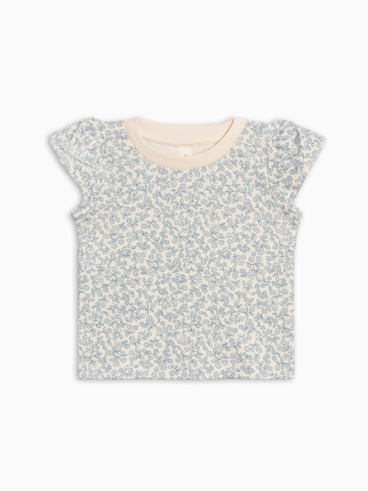 Pearl Petal Sleeve Tee - Narelle Floral / Ivory + Sea Baby-Kids : Tops : Shirts : Short Sleeves KENDI by Colored Organics Pearl Petal Sleeve Tee - Narelle Floral | Colored Organics®