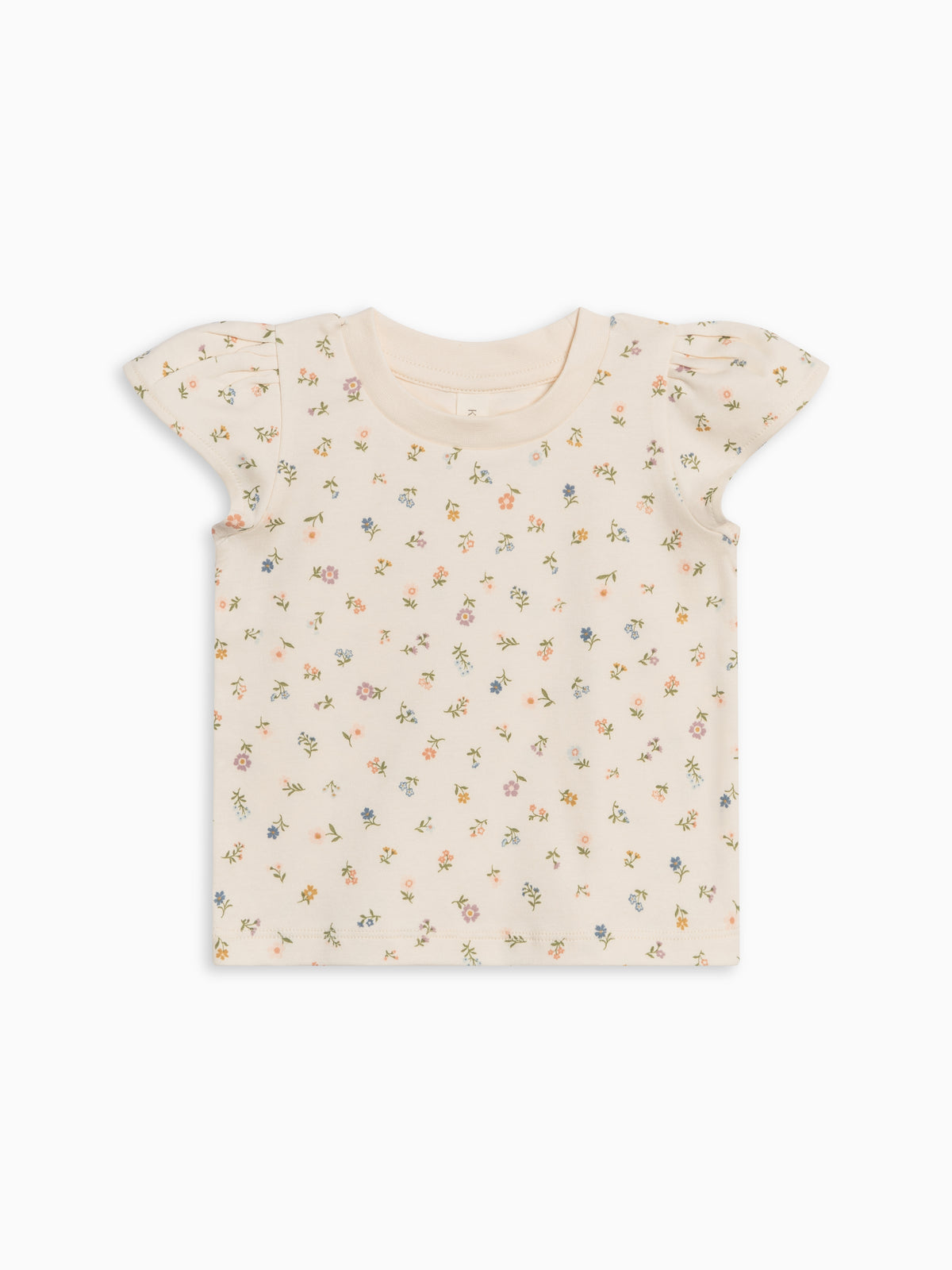 Pearl Petal Sleeve Tee - Petaline Floral / Fog + Fern Sale : Baby-Kids : Tops : Tees : Short Sleeves Kendi Pearl Petal Sleeve Tee - Petaline | Colored Organics®