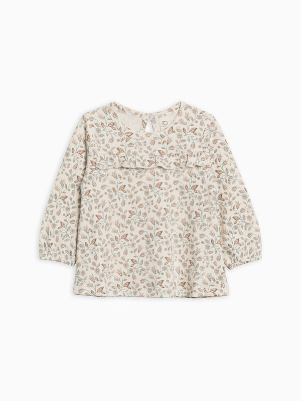 Sorren Ruffle Long Sleeve Top Sale : Baby-Kids : Tops : Shirts : Long Sleeves Colored Organics Organic Cotton Baby and Kids Sorren Ruffle Long Sleeve Top