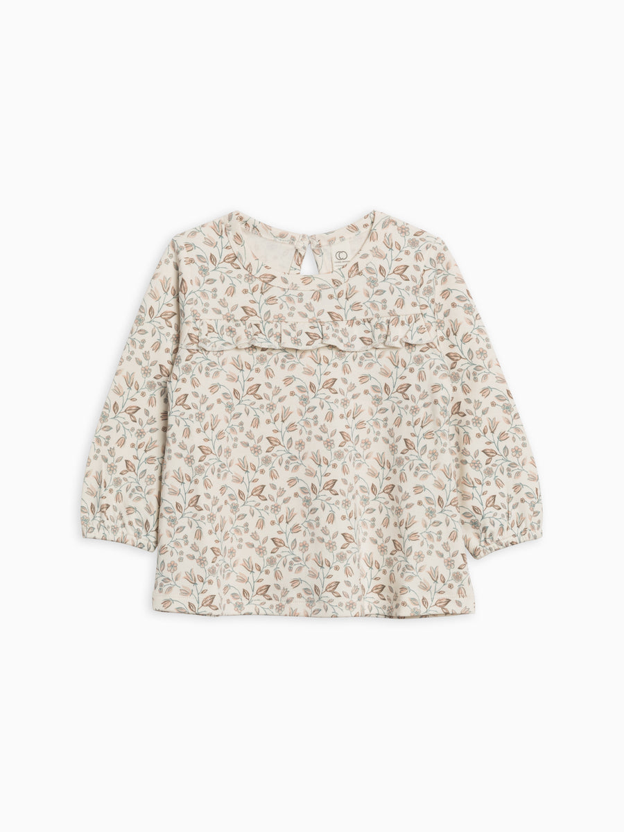 Sorren Ruffle Long Sleeve Top Sale :Baby-Kids :Tops :Shirts :Long Sleeves Colored Organics Organic Cotton Baby and Kids Sorren Ruffle Long Sleeve Top