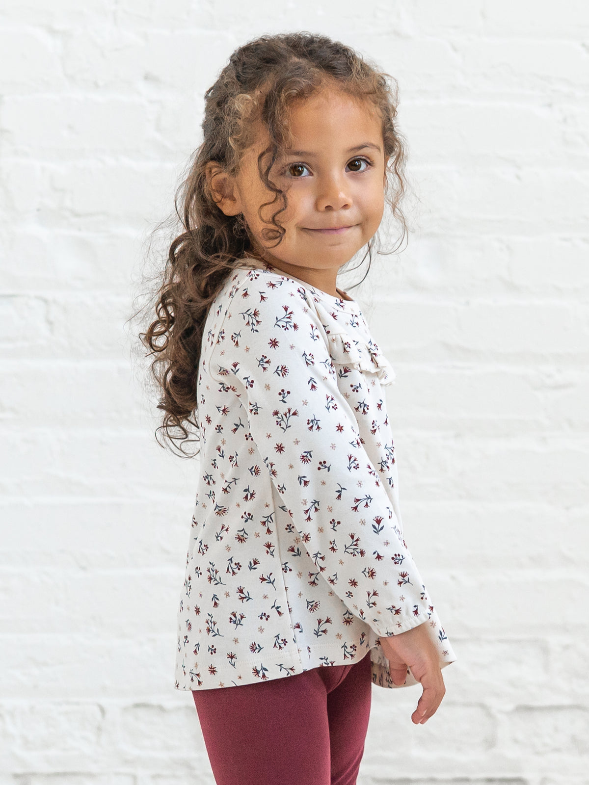 Sorren Ruffle Long Sleeve Top - Cassia Floral