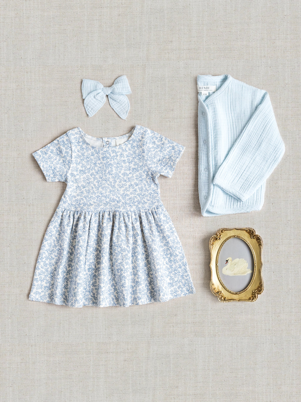 Stella Short Sleeve Swing Dress - Narelle Floral / Ivory + Sea Sale : Baby-Kids : Dresses : Short Sleeves KENDI by Colored Organics Stella Short Sleeve Swing Dress | Colored Organics®