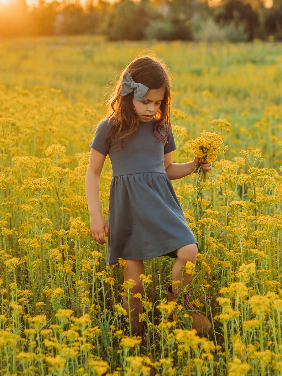 Stella Short Sleeve Swing Dress Baby-Kids : Tops : Dresses Colored Organics Organic Baby and Kids Stella Short Sleeve Swing Dress