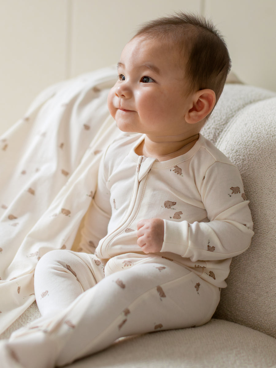 Peyton Zipper Sleeper | Bear / Truffle + Thyme