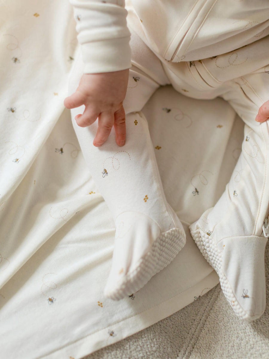 Peyton Zipper Sleeper | Bee / Pewter